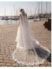 One Shoulder Ivory Lace Tulle Glitter Wedding Dress